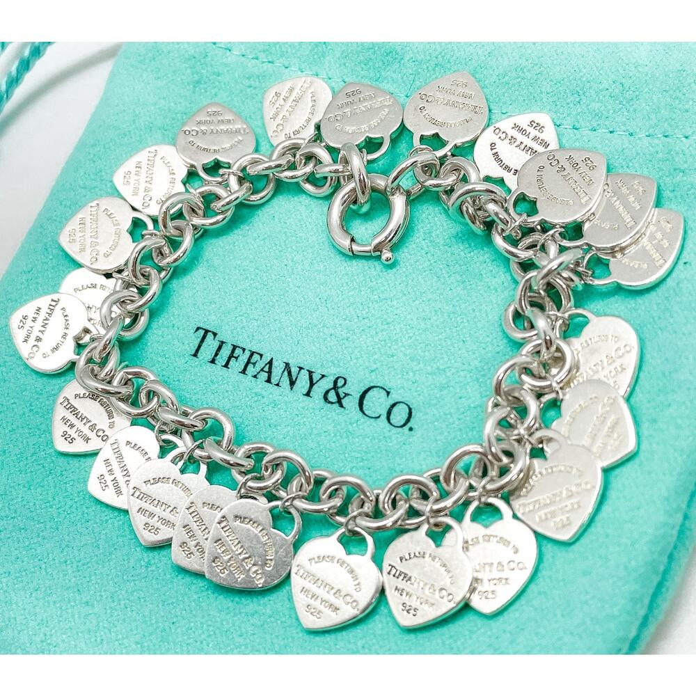 Tiffany & Co. Return to Tiffany Multi Heart Tag Bracelet Sterling Silver 7" - Picture 11 of 15